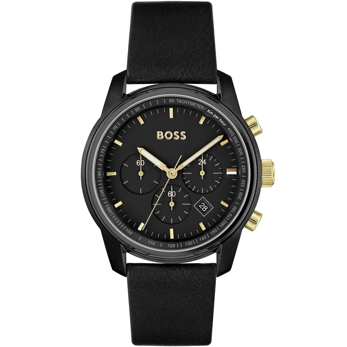 1514003-Hugo-Boss-Watch-Men-Black-Dial-Leather-Strap-Quartz-Battery-Analog-Chronograph-Trace 1514003 hugo boss watch men black dial leather strap quartz battery analog chronograph trace